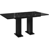 NOBA home Schwarz Hochglanz Esszimmertische B:120-160 cm H:75 cm T:80 cm - Esstisch Ausziehbar - Säulentisch - Rechteckig Ausziehtisch Wohnzimmer-... - Schwarz