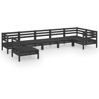 vidaXL 7-tlg Garten-Lounge-Set Massivholz Kiefer Schwarz