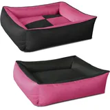 BedDog 2in1 Hundebett MAX Quattro, großes Hundekörbchen aus Cordura, waschbares Hundebett mit Rand, Hundesofa für drinnen, draußen, XXL, Candy, pink-schwarz