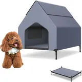 UISEBRT 2 in 1 Hundeliege & erhöhtes Bett, überdacht, Outdoor-Zelt für kleine und mittelgroße Hunde bis 40 kg, ideal für Garten, 91 x 65.5 x 86.5 cm