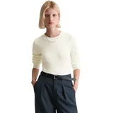 Marc O'Polo DENIM "aus softem Bio-Baumwolle-Modal-Stretch-Jersey", Damen, Gr. L, silky weiß, Obermaterial: 50% Baumwolle, 47% Modal, 3% Elasthan, unifarben, Basic, slim fit, Rundhals, Zierbündchen, Shirts Langarmshirt