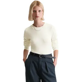 Marc O'Polo DENIM "aus softem Bio-Baumwolle-Modal-Stretch-Jersey", Damen, Gr. L, silky weiß, Obermaterial: 50% Baumwolle, 47% Modal, 3% Elasthan, unifarben, Basic, slim fit, Rundhals, Zierbündchen, Shirts Langarmshirt