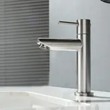 Decaura Kaltwasserhahn Gäste WC Wasserhahn Bad nur Kaltwasser Einhebelmischer Waschbecken Armatur Waschtischarmatur Edelstahl Gebürstet