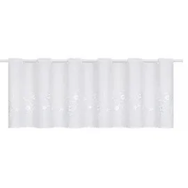 StarTex Scheibengardine Bistrogardine bestickt Blume HxB 44x153cm Voile weiß 2656 - Weiß