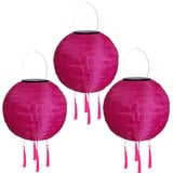 Yeehliny Solar Lampions Außen Wetterfest Solarlampiongs Outdoor Hängend Solar Lampion mit Quasten, 30cm Papierlaterner Aus Nylon, Solar Laterne Solarlampen für Außen Garten Balkon (3pcs/Pink#)