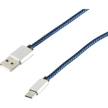S-Conn USB-A auf USB-C 0,9 m Blau