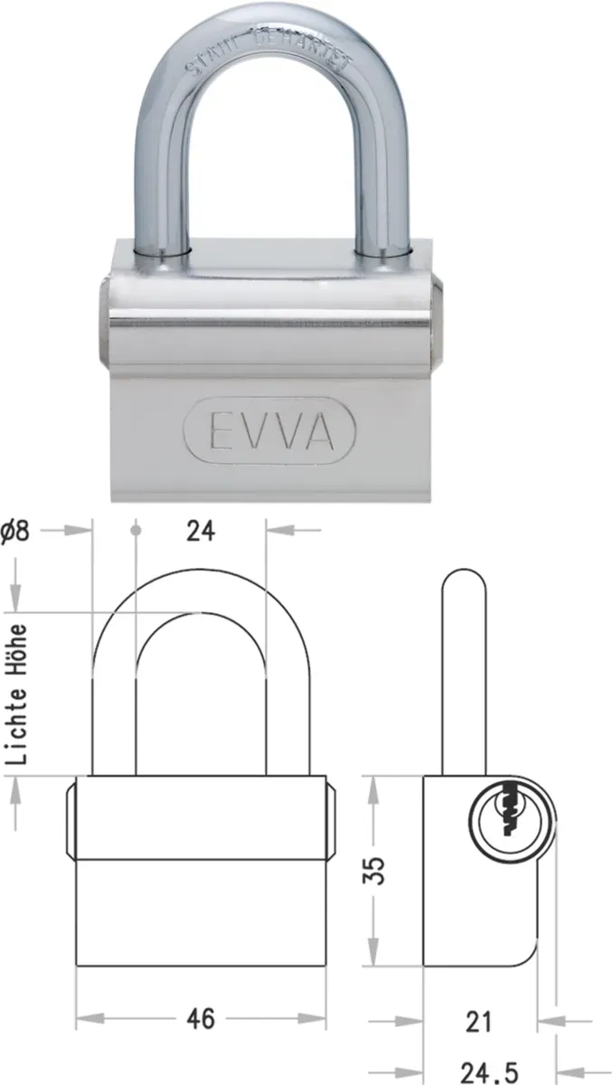 Vorhangschloss Evva H 24 NI