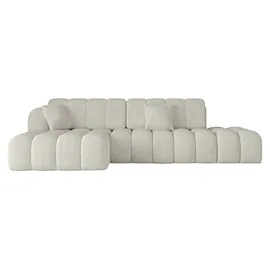 altdecor Ecksofa Samt mit Schlaffunktion 2-Sitzer Creme