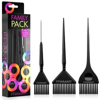 FRAMAR Haarfärbepinsel Set - Haarfärbepinsel Friseur Bürste, Pinsel Haare Färben, Haarfärbeset, Haare Färben Zubehör, Haarfarbe Pinsel, Haarfarbe Strähnchen Set, Farbpinsel Haare Färben, Schwarz - 3PC