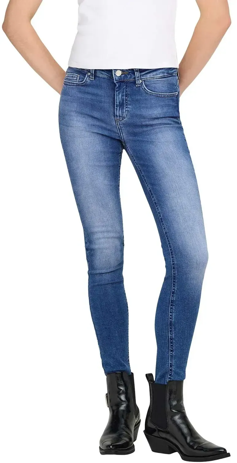 ONLY Blush Ankle Skinny Jeans in blau mit offenem Saum-L-L32