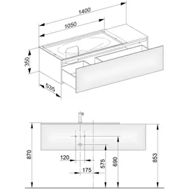 Keuco Waschtischunterschrank 1 Auszug 140 x 35 x 53,5 cm Cashmere