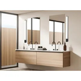 Trio LED Wandlampen Bad 2er Set mit Steckdose & Schalter Schwarz 79cm