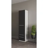 Priess Kleiderschrank PRIESS "Schrank Garderobe Wäscheschrank Barcelona in 5 Breiten", schwarz (schwarz, weiß), B:48cm H:193cm T:36cm, Holzwerkstoff, Schränke, Kleiderschrank, viel Stauraum, geräumige Schubkästen, mit Spiegel, MADE IN GERMANY