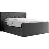 MKS Meble Boxspringbett Dunkelgrau, Textil, 2-Sitzer, H4, Rechteckig, 180x200 cm, Schlafzimmer, Betten, Boxspringbetten