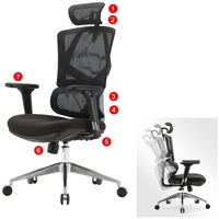 Mendler Bürostuhl HWC-J89, Schreibtischstuhl ergonomisch, Lordosenstütze hohe Rückenlehne 3D-Armlehnen gepolstert schwarz