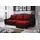 Fun Möbel Ecksofa Sofa COLLIN mit Schlaffunktion Schwarz / Rot Ottomane Rechts - Schwarz