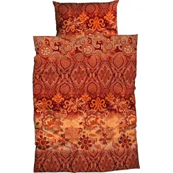 Bettwäsche »Suzani«, harmonisches Blütendesign, 32443352-0 rubin/orange 1 St.