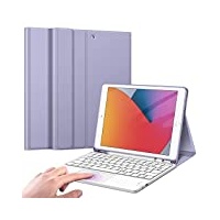 Fintie Tastatur Hülle für iPad (9. / 8. und 7. Generation - 2021/2020/2019), iPad 10.2 Hülle mit Tastatur, Deutscher Tastatur mit Touchpad Magnetisch Abnehmbarer Keyboard, Violett