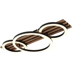 Deckenleuchte Deckenlampe Holzleuchte Wohnzimmerleuchte Ringe schwarz LED