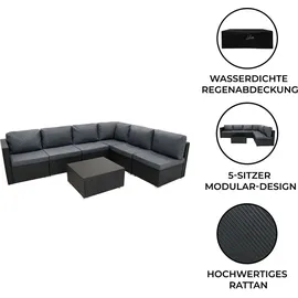 MONSTER SHOP Rattan Modular Set 7-tlg. Schwarz