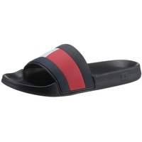 Tommy Hilfiger Badepantolette »RUBBER TH FLAG POOL SLIDE«, Sommerschuh, Poolslides, Schlappen, für Bad und Strand, Gr. 39, schwarz-rot-weiß, , 44117667-39