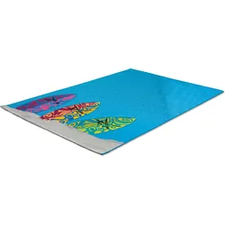 Teppich SANSIBAR "Rantum Beach SA-018", blau, B:80cm H:5mm L:165cm, Polypropylen, Teppiche, Flachgewebe, modernes Design, Motiv Surfbretter, Outdoor geeignet