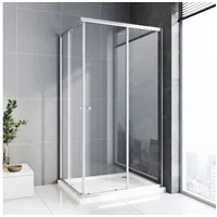 Boromal Eckdusche Duschkabine 75x75 75x90 90x90 80x80 Eckeinstieg Dusche mit schiebetür, BxT: 80x80 cm, verstellbar Alu Wandprofil, Alu-Rahmen, Duschabtrennung für Dusche, mit 16 Türrollen, Easy Clean Funktion, Links und Recht montierbar silberfarben 80 cm x 185 cm x 80 cm