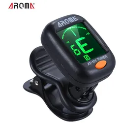AROMA AT-101 Tragbarer Mini-Clip-On-Digitalgitarren-Tuner mit faltbarem, drehbarem Clip und hoher Empfindlichkeit