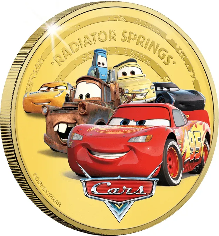 Offizielle kolorierte und mit Gold veredelte Prägung "Disney - Pixar: Cars"