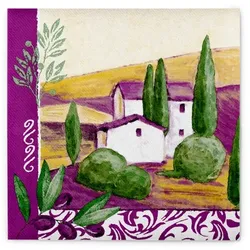 Sovie HOME Serviette Provence aus Linclass® Airlaid 40 x 40 cm, 12 Stück Lavendel Wein Berge