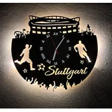 Designbysh Fußball Fan LED Wanduhr Stuttgart Fanartikel Wanduhr Geschenk Fußballfan