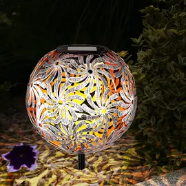 GLOBO LED Solar Kugelleuchte Geflecht Metall spritzwassergeschützt grau silberfarben