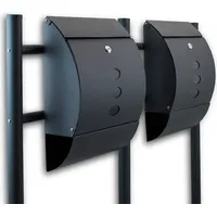 BITUXX Doppelstandbriefkasten Dunkelgrau inkl. Zeitungsfach