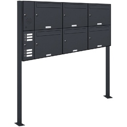 AL BRIEFKASTENSYSTEME Briefkasten »Premium«, (BxH): 137.7 x 150cm, Anzahl Schlitze: 6, stehend - grau