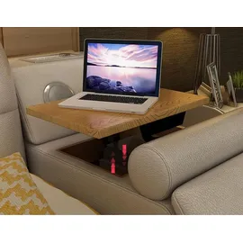 aea Luxus Funktions Bett mit Tresor Laptop Ablage Doppel Ehe Betten xxl Hotel Leder - Beige