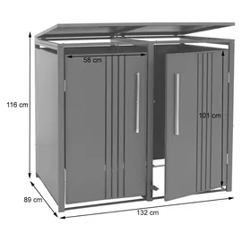 MCW Mülltonnenverkleidung MCW-Q76 116 x 132 x 89 cm anthrazit