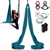 Vevor Aerial Yoga Hängematte Set 8 x 2,8 m, Grün Aerial Yoga Swing Air Fliegen, Indoor Aerial Yoga Hammock Swing 1000 kg Max. Tragfähigkeit, inkl. Yoga-Socken & Stahlkarabiner & Alu-Drehgelenk