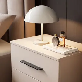 lookway Nachttisch LINA Kaschmir II mit LED Beleuchtung Schwarze Griffe - Schwarz