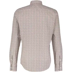 Karohemd LERROS "LERROS Poplinhemd für Herren, modisch gemustert", Herren, Gr. M, Normalgrößen, orange (spicy orange), 100% Baumwolle, Langarm, Hemden