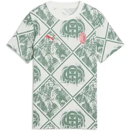 Puma Ac Milan Ftblculture Kurzarm-t-shirt - Warm White / Green Moon - 11-12 Jahre