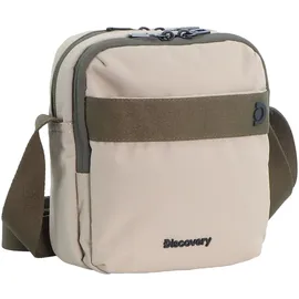 DISCOVERY Schultertasche "Downtown", Damen, Gr. B/H/T: 18,5cm x 18,5cm x 7cm, beige (sand), Kunstfaser, mehrfarbig, Taschen Schultertasche, mit RFID-Sicherheitsfach