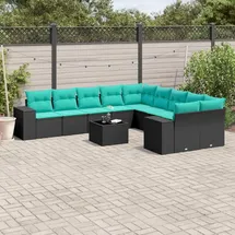 vidaXL Gartensofa-Set 11-tlg. schwarz