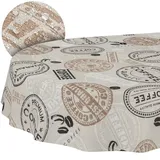 ANRO Tischdecke aus Stoff Textil abwaschbar Tischwäsche Tischtuch Baumwolle Polyester Coffee Oval 180x140cm In-/Outdoor Tischdecke