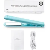 Haarglätter, Mini Lockenwickler 2 in 1 Haarcrimper USB Keramik Haarglätter für lange Haare kurze Haare Männer Frauen(Rosa)