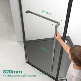 mai & mai Ravenna68K-Plus Fünfeckdusche mit Drehtür 80 x 80 cm 8mm ESG-Sicherheitsglas transparent Duschwanne