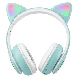 Avizar Bluetooth Kinderkopfhörer Katzenohren Minzgrün