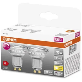 Osram Superstar Reflektorlampe für GU10-Sockel, klares Glas ,Warmweiß (2700K), 230 Lumen, Ersatz für herkömmliche 35W-Leuchtmittel, dimmbar, 2-...