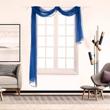 SCHOAL Voile Querbehang Transparenter Freihandbogen Uni Freihanddeko einfarbig Deko Gardinen Dekoschals Vorhang Wohnzimmer Gardinenschals 1 Stück HxB 135x500cm Blau #1