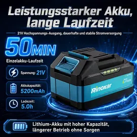 rinoxar Akku-Laubbläser 18V inkl. 2 x 5,2 Ah