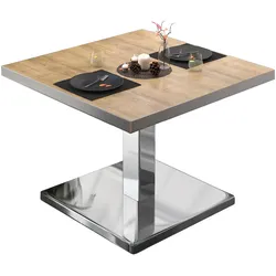 BM | Bistro Loungetisch | B:T:H 80 x 80 x 41 cm | Eiche / Edelstahl